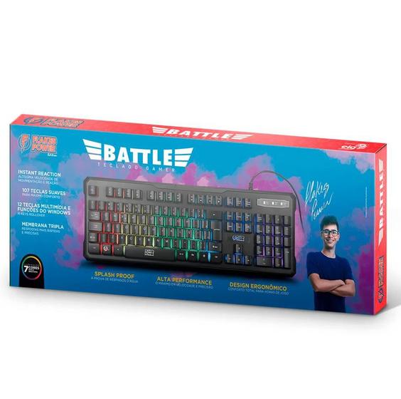 Imagem de Teclado gamer com iluminação battle flkt001 - elg