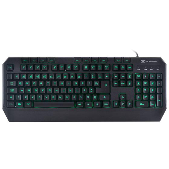 Imagem de Teclado Gamer Draco Com Macros, Multimidia Led 3 Cores Cabo 1.8 Metros Abnt2 Preto - Gt400