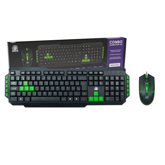 Imagem de Teclado Gamer e Mouse Gamer USB com fio preto verde