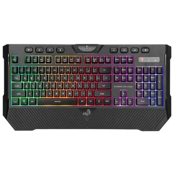 Imagem de Teclado Gamer Elg Desert Eagle TGDE 7 Cores Rainbow. Membrana Tripla. Design Elegante