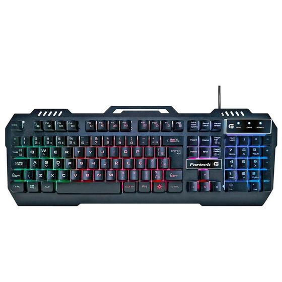 Imagem de Teclado Gamer Fortrek Crusader, LED Rainbow, USB, ABNT2, Preto  - 70528