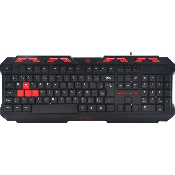 Imagem de Teclado Gamer Fortrek Spider, ABNT2, Preto e Vermelho - GK706