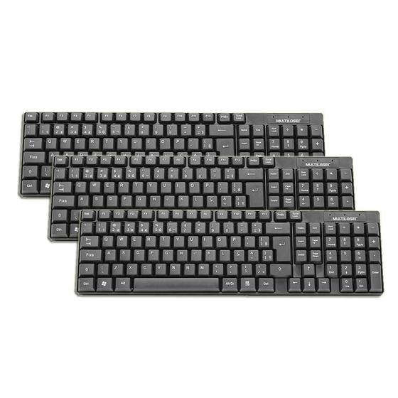 Imagem de Teclado Gamer Home Office Preto Multilaser Slim Tc193 Kit 3