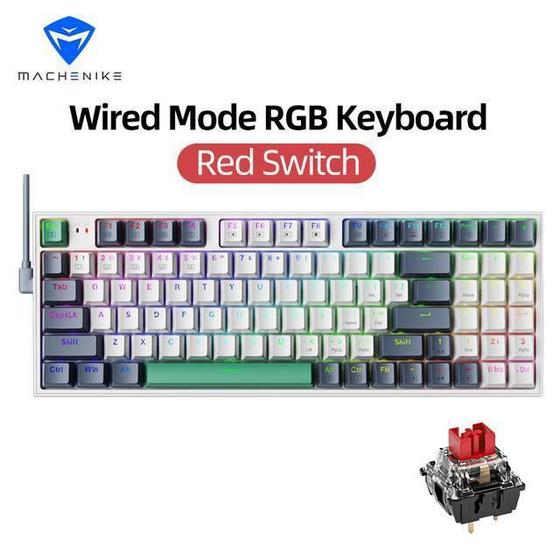 Imagem de Teclado Gamer Machenike K500-B94 Qwerty Red Cor Branco