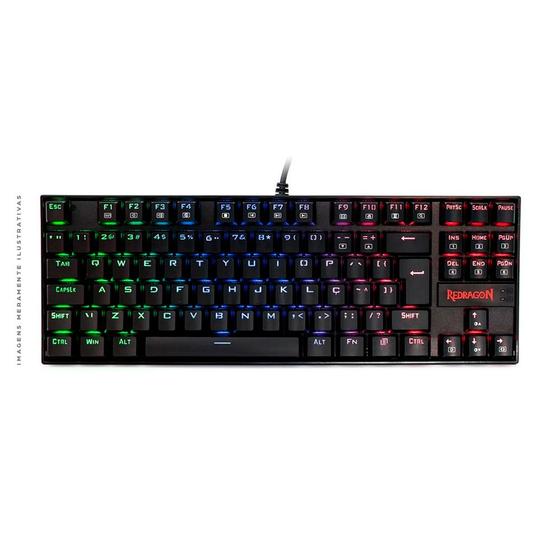 Imagem de Teclado Gamer Mecânico Redragon Kumara, RGB, Switch Blue, ABNT2, TKL, Preto - K552RGB-1 PT-BLUE