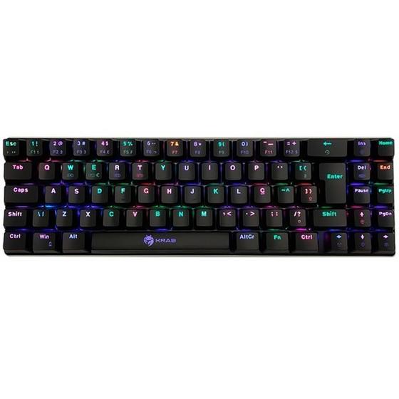 Imagem de Teclado Gamer Mecanico Sem Fio Krab Inferno KBMGK50 Portugues USB com Backlight RGB - Preto