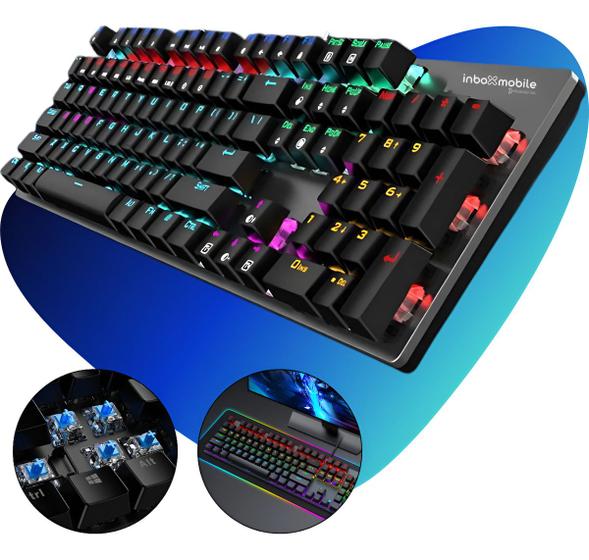 Imagem de Teclado Gamer Mecanico Switch Blue Led Rainbow Anti Ghost