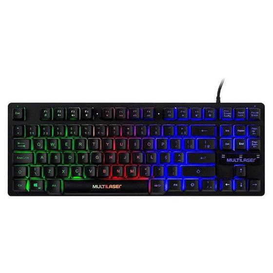 Imagem de Teclado Gamer Membrana TKL Usb Led Rainbow TC261 Preto - Multilaser