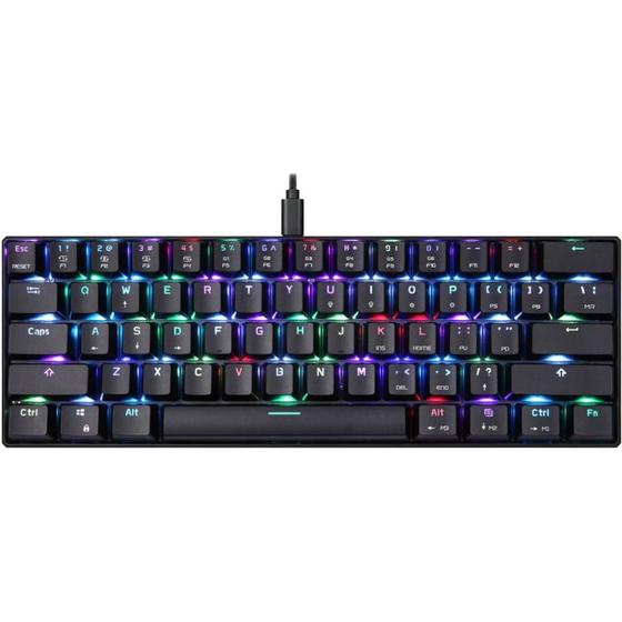 Imagem de Teclado gamer motospeed ck61, mecanico essential, preto, switch vermelho, rgb, fmstc0091vem