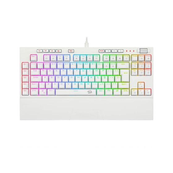 Teclado Gamer Óptico Redragon Broadsword Pro Branco K588W Imagem de Teclado Gamer Óptico Redragon Broadsword Pro Branco K588W