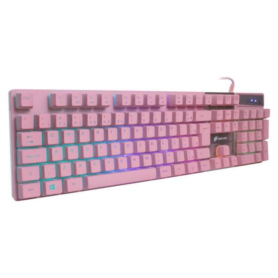 Imagem de Teclado Gamer Prismatic Pink Semi Mecânico Comando Voz Oex