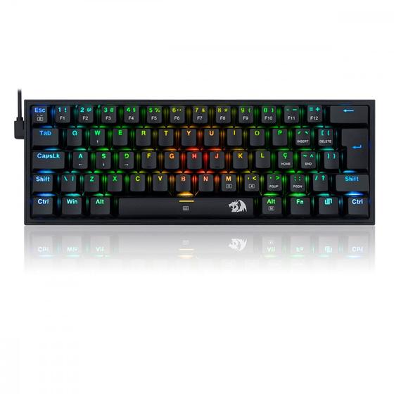 Teclado Gamer Redragon Fizz RGB Mecânico Switch Blue Preto ABNT2 - K617-RGB-B Imagem de Teclado Gamer Redragon Fizz RGB Mecânico Switch Blue Preto ABNT2 - K617-RGB-B
