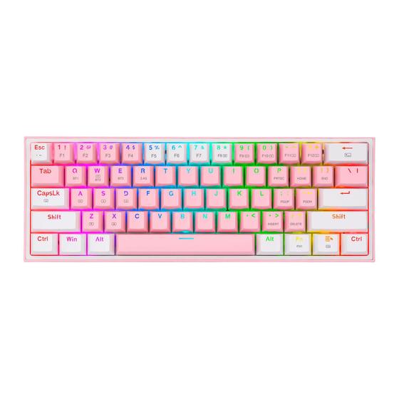 Imagem de Teclado Gamer Redragon K616-RGB PW Fizz Pro - Rosa/Branco