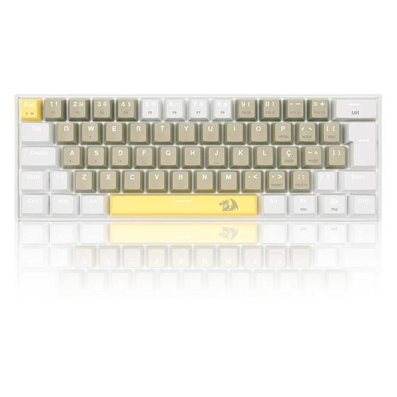 Teclado Gamer Redragon Lakshmi, Switch Brown, Layout 60%, ABNT2, Branco - K606-YL&GY&WT (PT-BROWN) Imagem de Teclado Gamer Redragon Lakshmi, Switch Brown, Layout 60%, ABNT2, Branco - K606-YL&GY&WT (PT-BROWN)