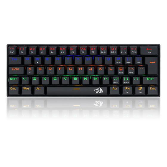 Teclado gamer redragon mecanico lakshmi, preto, led rainbow, switch ...