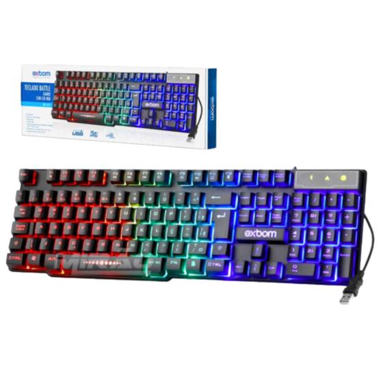 Imagem de teclado gamer rgb semi mecanico bk 151 multimídia exbom led