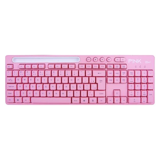 Imagem de Teclado Gamer Rosa Usb Smart Suport Escritório Home Office