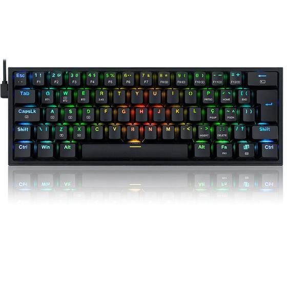 Imagem de Teclado Gamer Sem Fio Redragon Fizz Pro RGB Mecânico Switch Blue Bluetooth Preto - K616-RGB-B