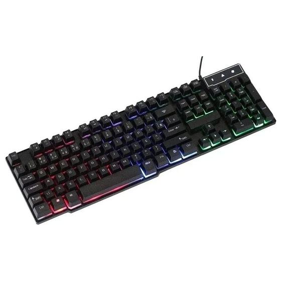 Imagem de Teclado Gamer Semi Mecânico USB LED RGB Antighost Iluminado Abnt2 Computador PC Notebook