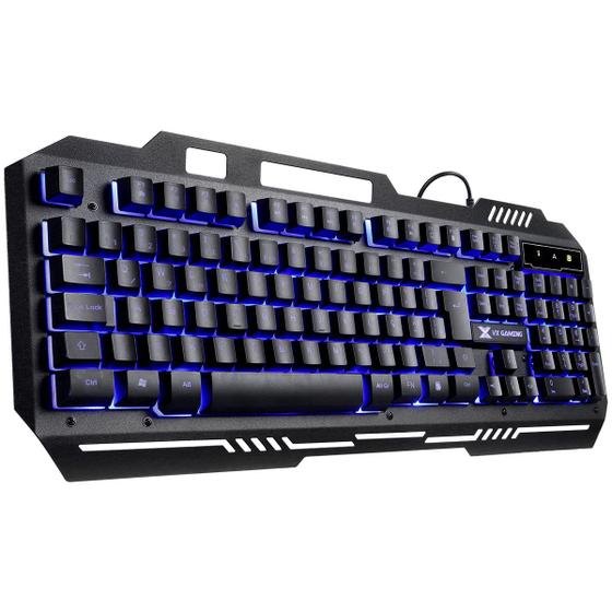 Imagem de Teclado Gamer Shield Abnt2 Multimidia Led Azul 1.8 Metros Usb Topo Em Metal Sensacao Mecanica - Gt600