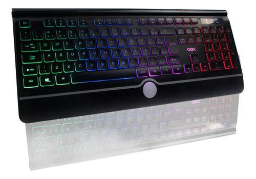 Imagem de Teclado Gamer Slim Abnt2 Oex  Rainbow Usb Silencioso Pc