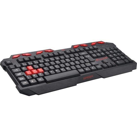 Imagem de Teclado Gamer Spider Gk706 Preto/Vermelho Fortrek Multimídia