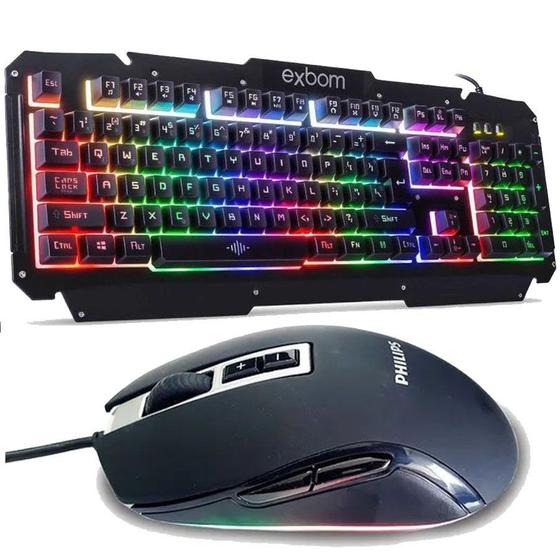 Imagem de Teclado Gamer USB BK-G200 + Mouse C/Fio LED SPK9212B Philips