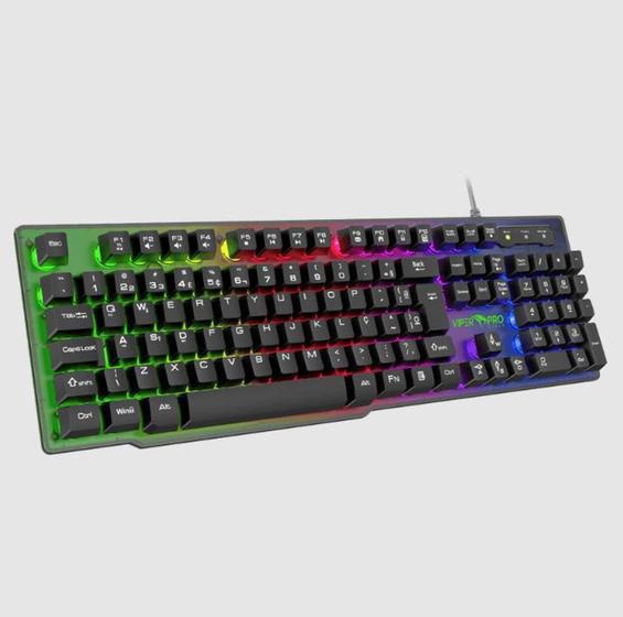 Imagem de Teclado Gamer Viper PRO Semi Mecanico RGB Naja - 408  Preto  Bivolt - Vivensis Tecnologia