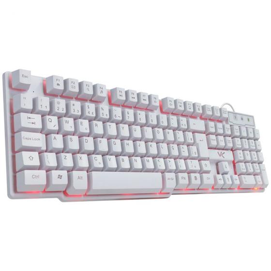 Imagem de Teclado gamer vx gaming hydra branco abnt2 multimidia com led vermelho sensacao mecanica usb 1.8m - gth110bv