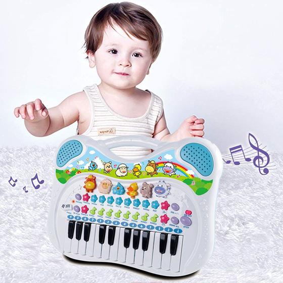 Imagem de Teclado Infantil - Piano Musical Animal - Azul - Braskit