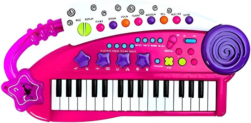 Imagem de Teclado infantil rosa brinquedo musical single mega star