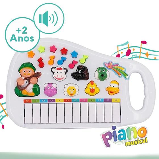 Imagem de Teclado Interativo Didático Piano Musical Brinquedo Branco