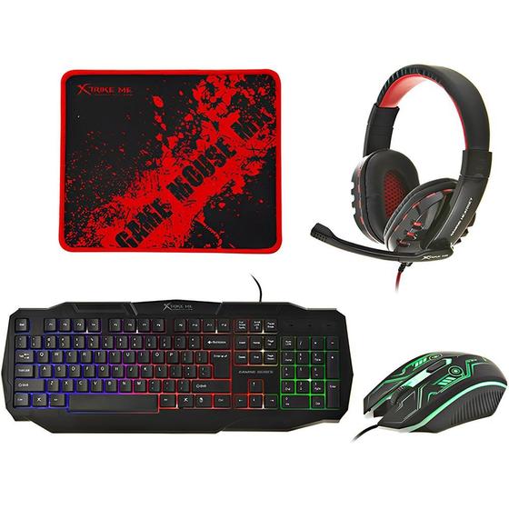 Imagem de Teclado Kit Gamer + Mouse + Fone de Ouvido + Mousepad Strike Me CM-406