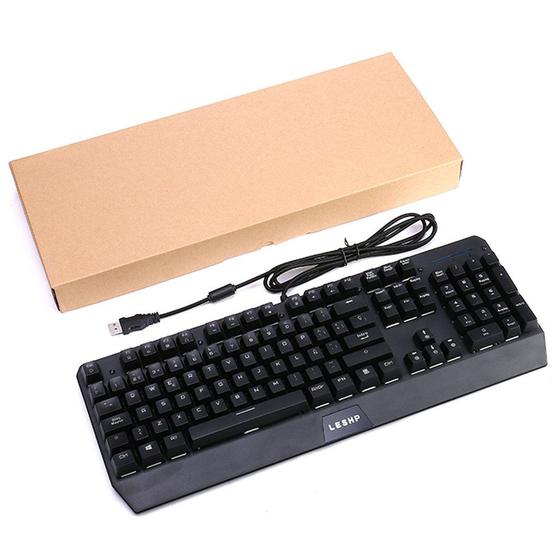 Teclado Leshp USB Office Mechanical Wired Gaming com LED B Menor preço em Teclado Leshp USB Office Mechanical Wired Gaming com LED B