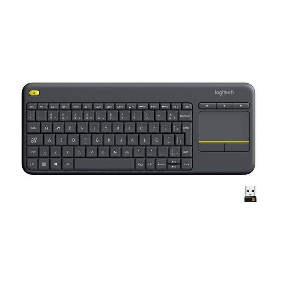 Imagem de Teclado Logitech K400 Plus TV Sem Fio Touchpad Integrado Cinza - 920-007125