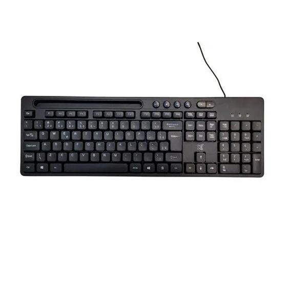 Imagem de Teclado Maxprint Multimídia PROP usb 2.0 preto ,suporte para celular - 60000145