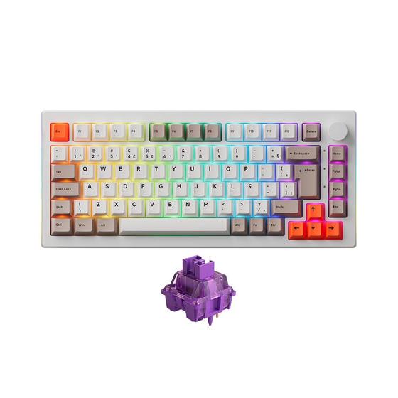 Imagem de Teclado Mecânico Akko 5075S Steam Engine ABNT2 Switch V3 Lavender Purple Pro