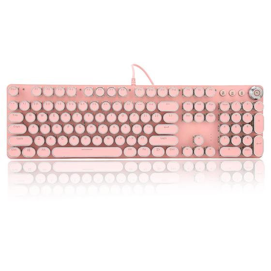 Imagem de Teclado Mecânico Gamer Acogedor Pink Punk com Luz de Fundo