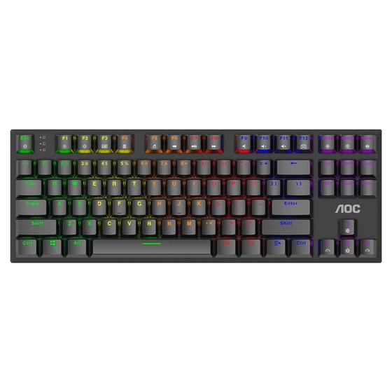 Imagem de Teclado Mecânico Gamer AOC GK450, LED Rainbow, switch Red, N-Key Rollover e 100% Anti-Ghosting, US - GK450BR/FG