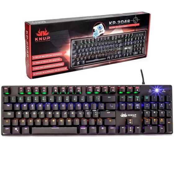 Imagem de Teclado Mecânico Gamer Computador PC Luz RGB Português USB