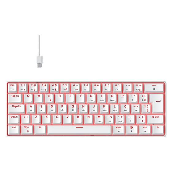 Imagem de Teclado Mecânico Gamer Hyrax Thunder HCK61, LED Vermelho, Switch Red, 100% anti-ghosting, ABNT2 - HCK61W-RED-LED