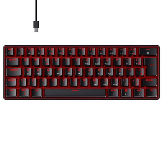 Imagem de Teclado Mecanico Gamer Hyrax Thunder HCK61 preto, Led Red, Huano Blue, Abnt2