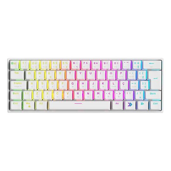 Imagem de Teclado Mecânico Gamer KBM! GAMING TG600, Branco, 60% e ABNT2, RGB, Switch Gateron Blue - KGTG600BRAZ