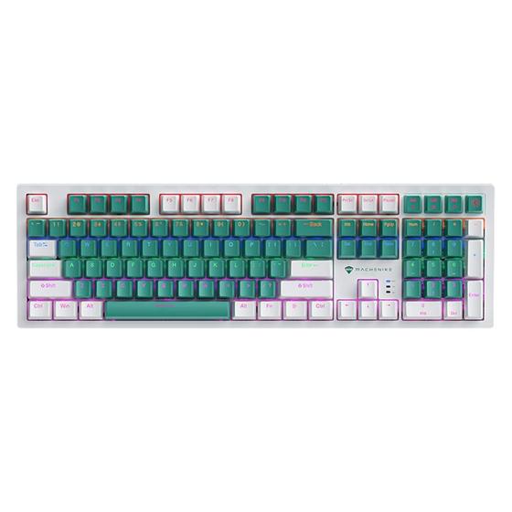 Imagem de Teclado Mecânico Gamer Machenike K520-B108, RGB, Swtich Blue - Verde e Branco - MAC-K520-B108WGBR-WW