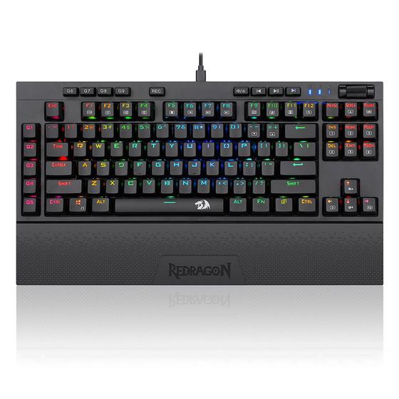 Teclado Mecânico Gamer Óptico Redragon Broadsword RGB ANSI DIY Switch Outemu Blue C/ Apoio de Pulso K588RGB-PRO (BLUE) Menor preço em Teclado Mecânico Gamer Óptico Redragon Broadsword RGB ANSI DIY Switch Outemu Blue C/ Apoio de Pulso K588RGB-PRO (BLUE)