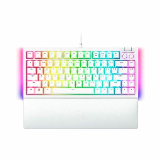Imagem de Teclado Mecânico Gamer Razer BlackWidow V4, Razer Chroma RGB, Switches Mecânicos Razer, 75%, Anti-ghosting, US, Branco - RZ0305001700