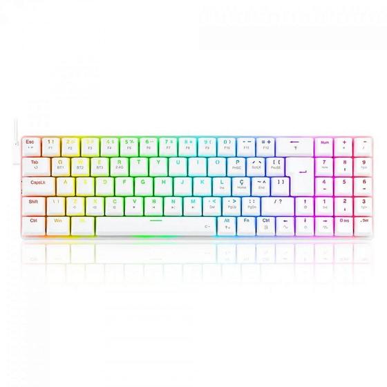 Imagem de Teclado Mecânico Gamer Redragon Ashe, RGB, Switch Brown, ABNT2, White