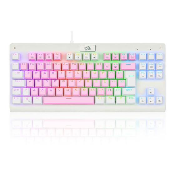 Imagem de Teclado Mecânico Gamer Redragon Dark Avenger, RGB, Switch Blue, ABNT2, TKL, Rosa e Branco