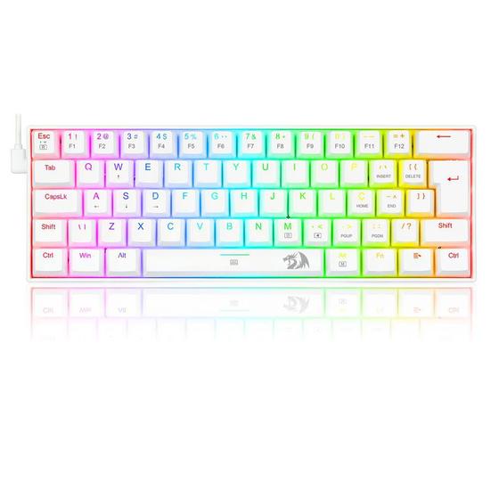 Imagem de Teclado Mecânico Gamer Redragon Dragonborn, RGB, 60%, Switch Azul, Branco, ABNT2