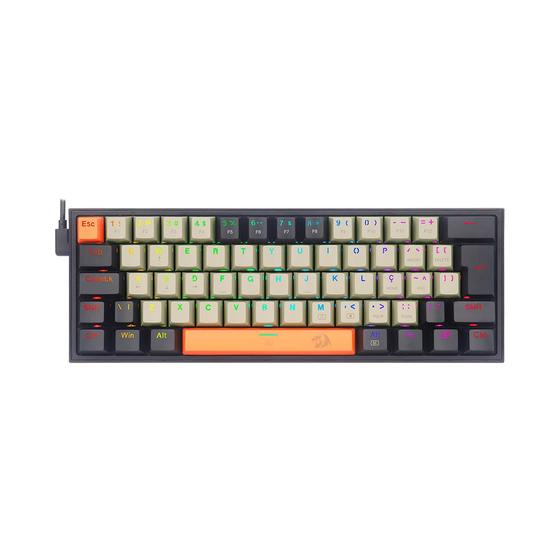 Imagem de Teclado Mecânico Gamer Redragon Fizz RGB, Laranja, Cinza e Preto, Switch Brown, K617-RGB-OG GY BK (PT-BROWN)